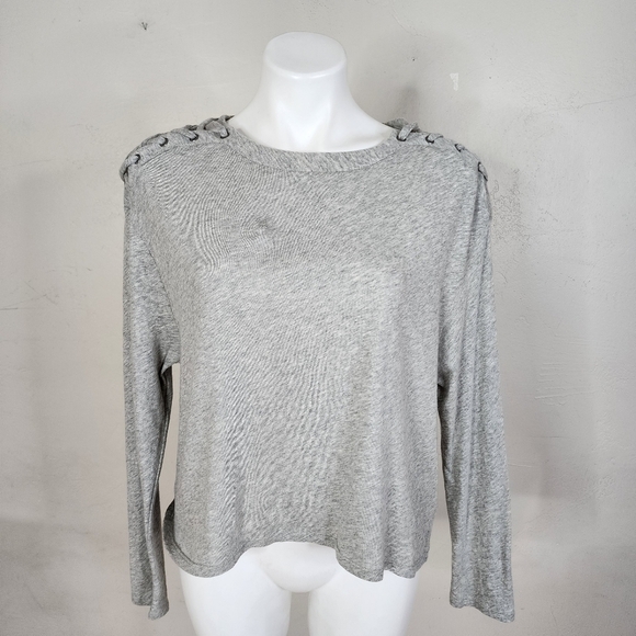 Enza Costa Lace Up Shoulder Cashmere Long Sleeve Top Size Medium - Picture 10 of 17